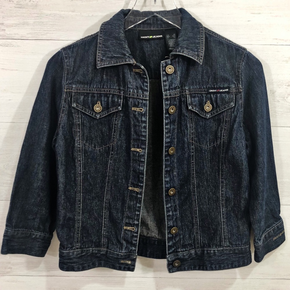 90s style DKNY Jean‎ Jacket Size XS Dark Blue